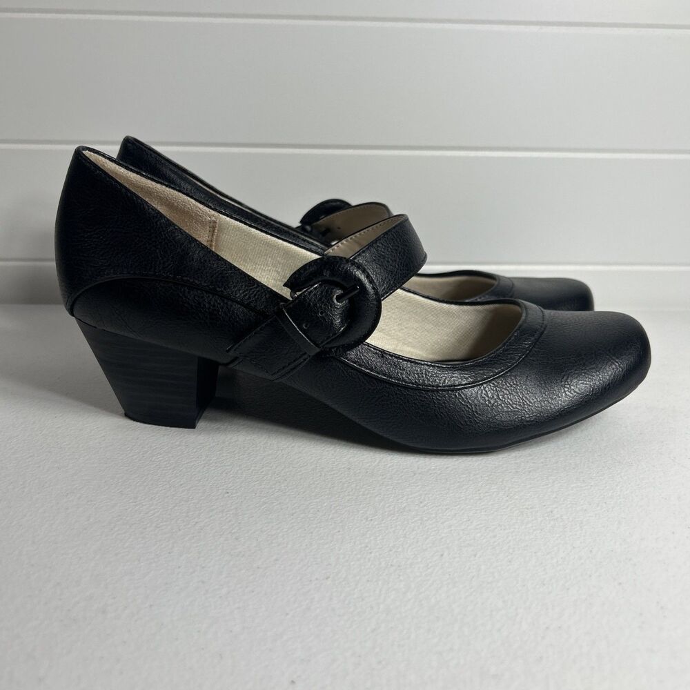 LifeStride Women's Shoes Size 10M Black Rozz Mary Jane Low Heels Soft System